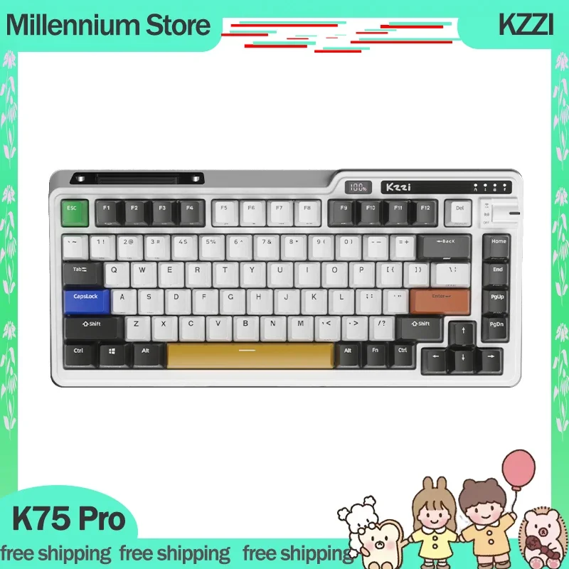 

KZZI K75 Pro Mechanical Keyboard 3 Mode USB/2.4G/Bluetooth Wireless Keyboard RGB Backlight Hot Swap 82 Keys Gamer Keyboard Gift