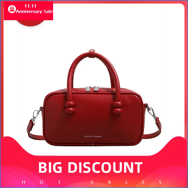 New 2024 Red Bawling Handbg Korean Popular Women\'s Bag Fashion Square bag Shoulder Crossbody Bags for Girls Luxury Designer Bags