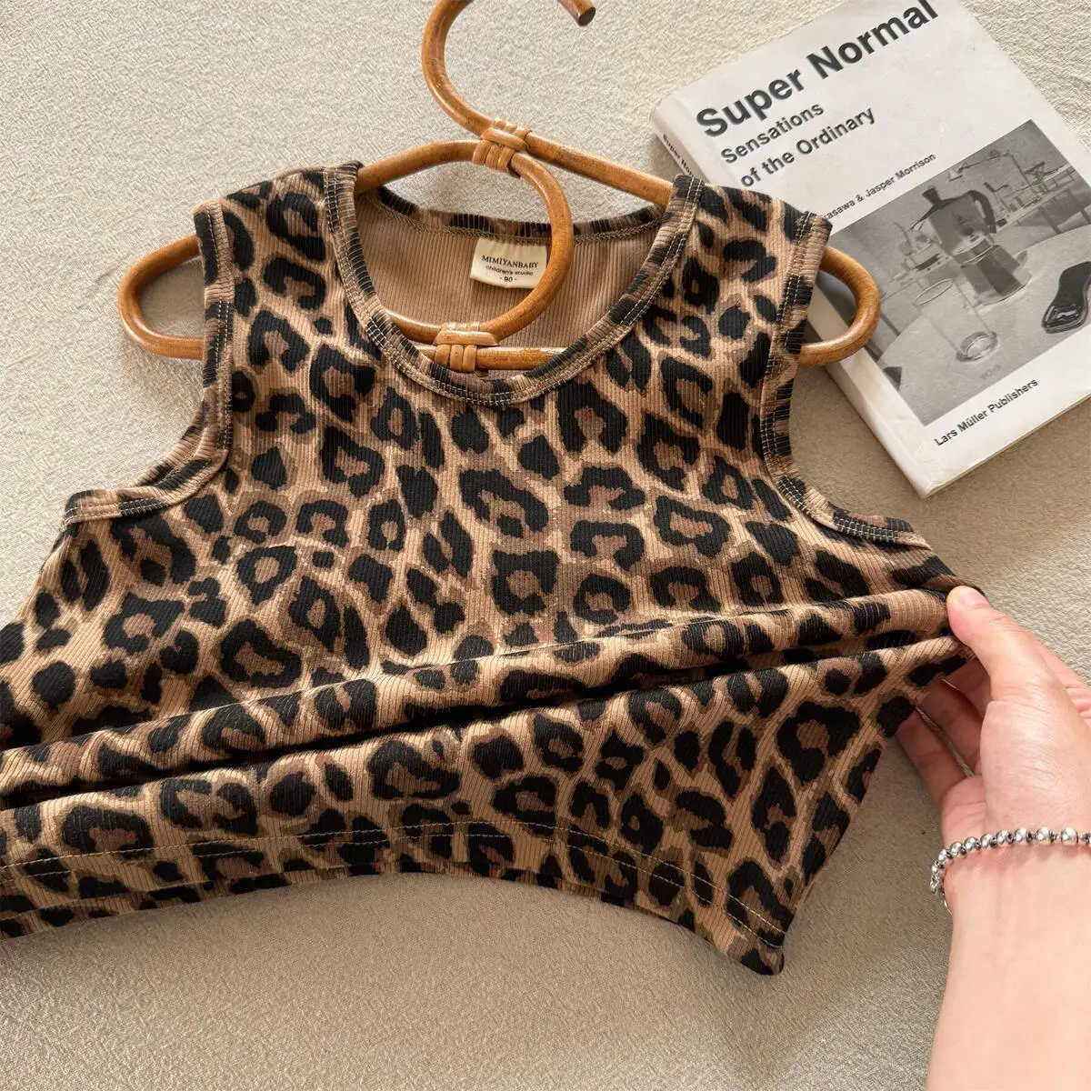 

Children's vest summer boys' and girls' Korean version leopard print sleeveless elastic T-shirt