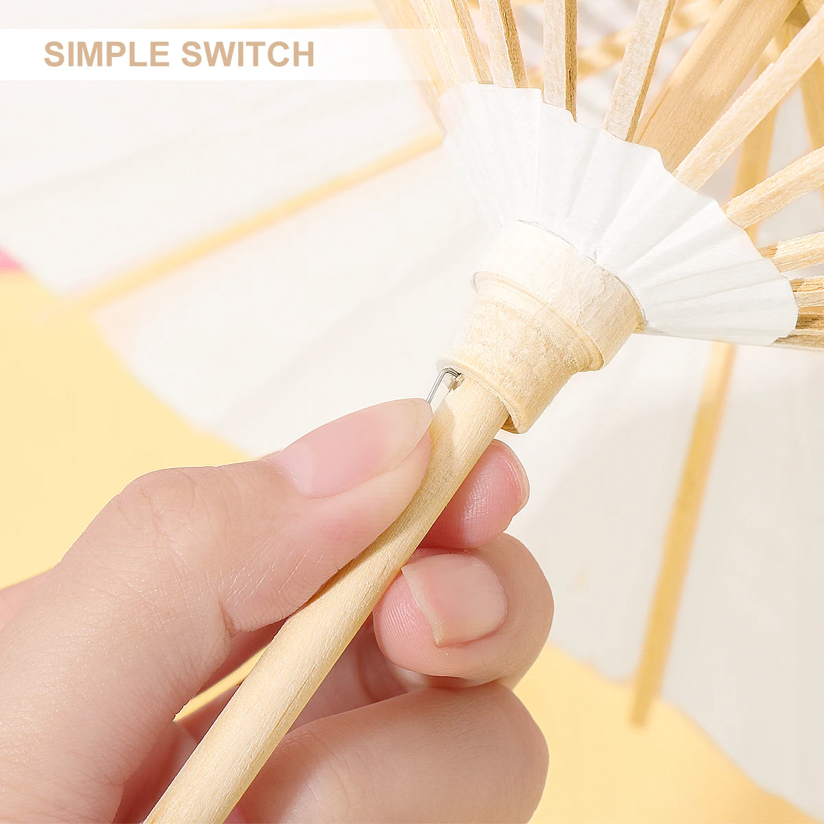 

4pcs White Wooden Parasol Umbrella Premium Paper Kids Painting Children Dance Wedding Decoration DIY Accessory Home Use