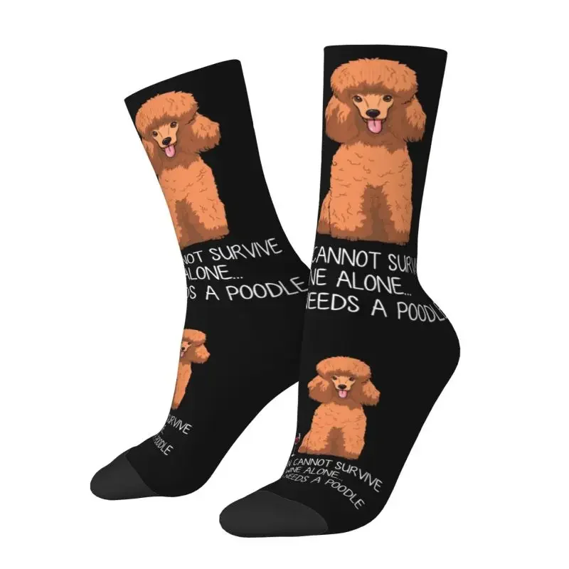 Cute Funny Wine And Poodle Dog Socks Men Women Warm 3D Printed Pet Puppy Football Sports 