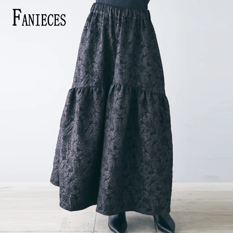 

Designer Women Embroidery Skirts Spring A-line Big Hem Female Long Umbrella Skirts Elegant Fashion Party Club Skirts Faldas