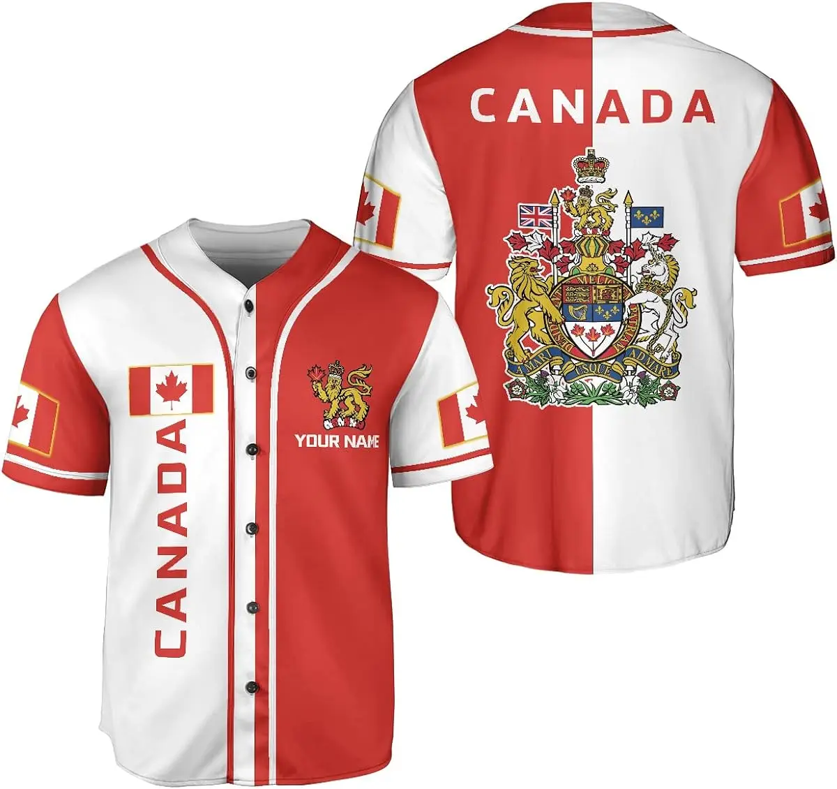 Custom Name Canada Flag Badge Baseball Jersey Men's Women's Short Sleeve Jersey Men's Streetwear Short Sleeve Sports T-shirt