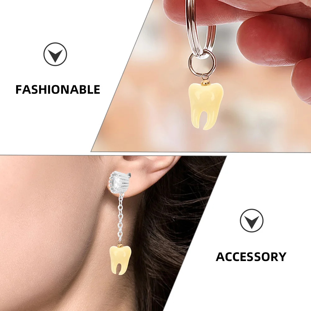 

6pcs Teeth Pendant Accessories Resin Charms for Necklace Making DIY Crafts Jewelry Supplies Small Tooth Ornaments