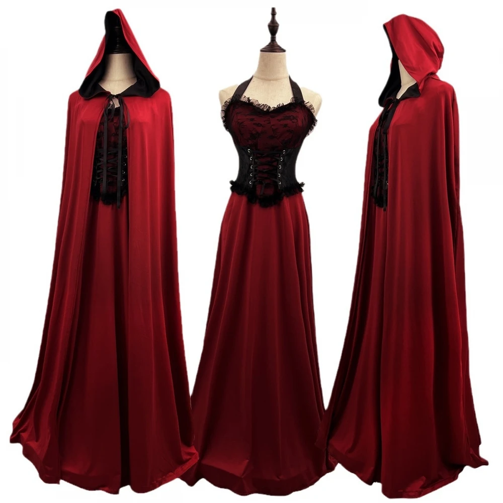 Red Cap Princ Sle Hooded Dr Erwachsene Damenkostüm Halloween Bühnenauftritt Outfit Ballkleid Par Kleidung