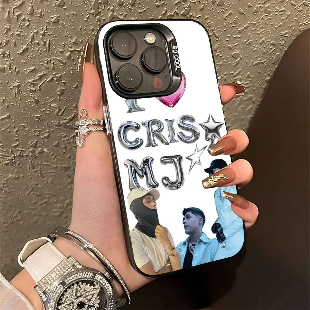 حافظة هاتف Cris MJ لهاتف iPhone 16,15,14,13,12,11,Pro,Max,Plus,Mini,XS,SE مضادة للسقوط باللون الأسود غير اللامع