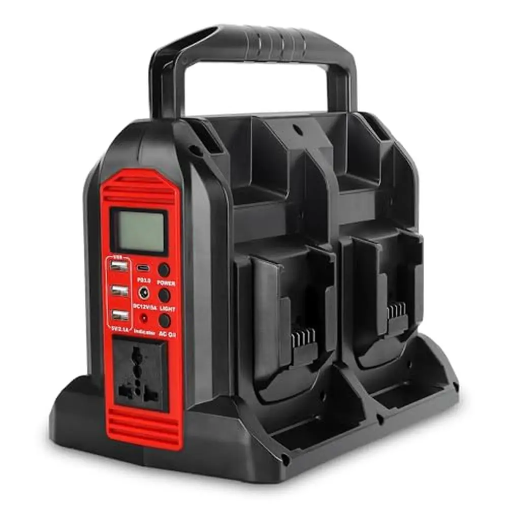 Tragbarer Wechselrichter, 350 W, Milwaukee 18 V, Batterieversorgung DC zu AC 110–120 V, USB-LED-Licht, Lüftersteckdose, kompakt, leicht, Camping