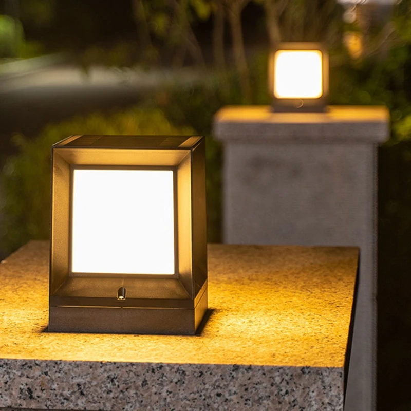Faro de columna Solar LED, lámpara de Pilar alimentada por energía Solar, luz de pared impermeable para exteriores, patio, paisaje, jardín
