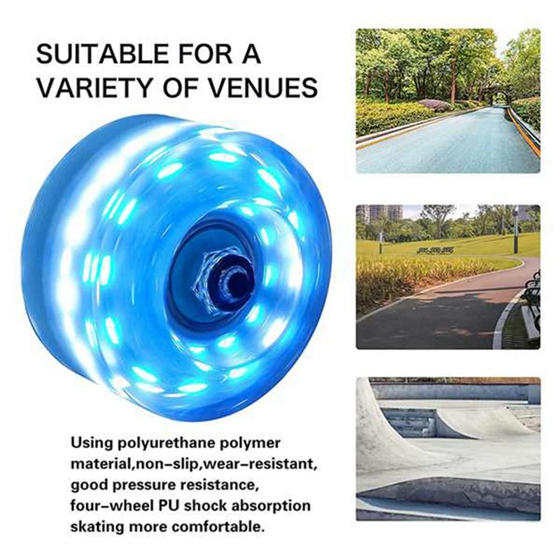 عجلات لوح التزلج المضيئة 8 قطع عجلات تزلج لامعة مضيئة