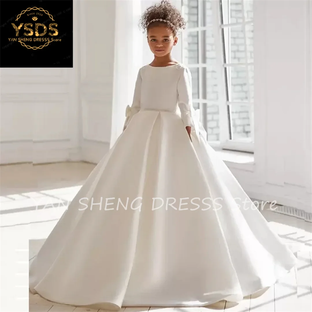 

New Arrivals Princess Lace Appliques Ball Gowns Flower Girl Dress Pageant Gowns For Weddings First Communion Dresses For Girls