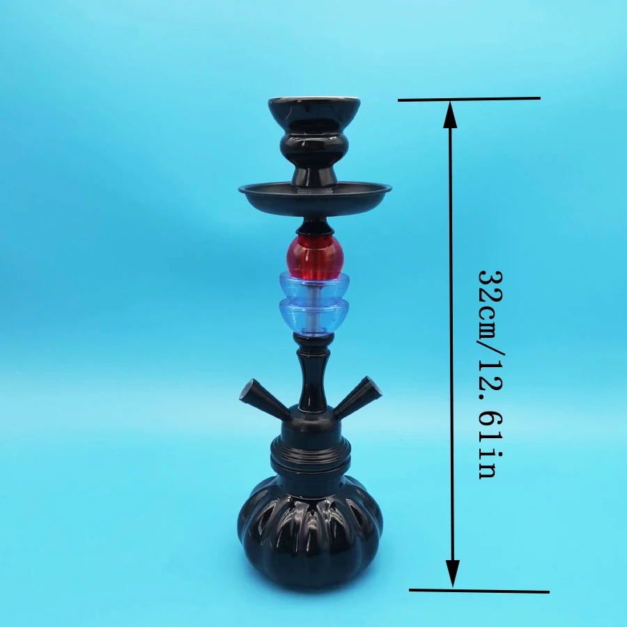 Arabia Hookah Set Small Double Tube Hookah Glass Bottle Ceramic Bowl Hose Water Pipe Shisha Accessories Birthday Gift