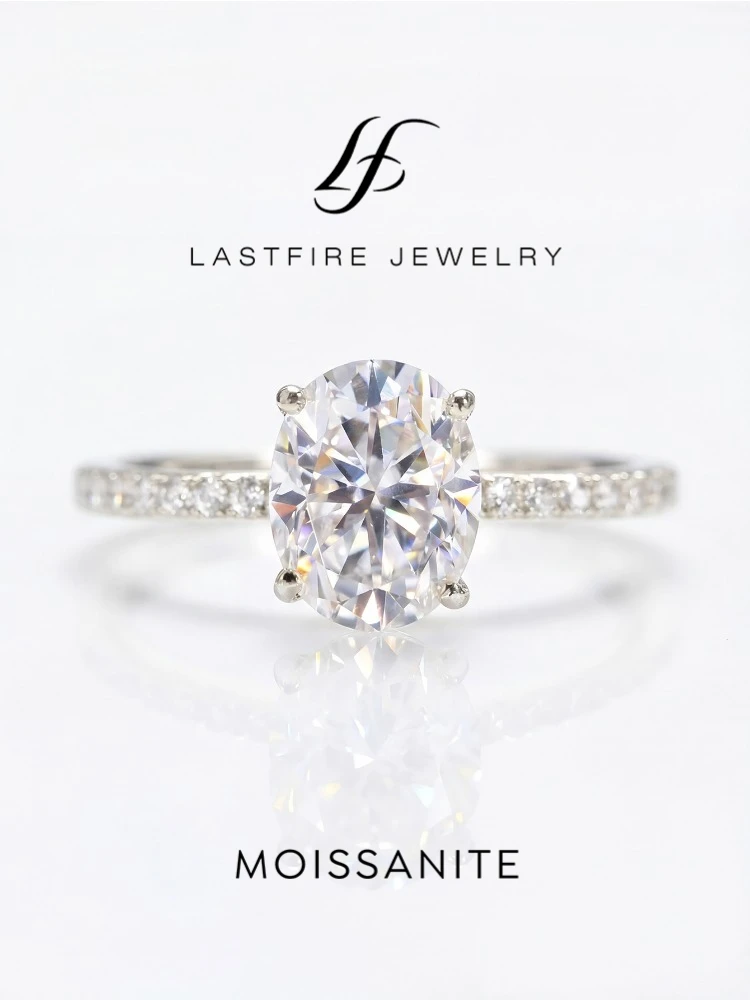 1 Karat Echter Ovaler Moissanit-Diamantring für Damen, 925 Sterling Silber, Jubiläums- und Party-Schmuck, Wunderschöner Hochwertiger Feinschmuck