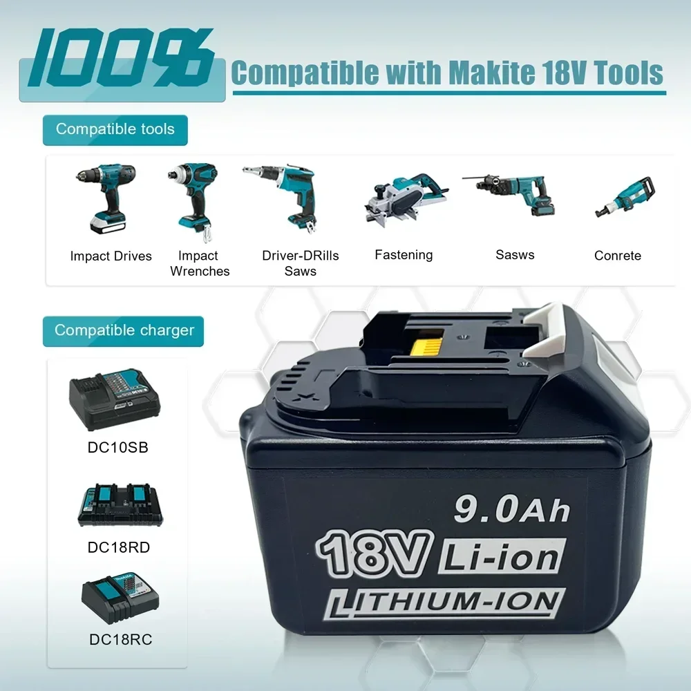 

For Makita battery New original 18v 9Ah BL1860 BL1850B BL1850 BL1840 BL1830 bl1850b li-ion replaceme power tool battery