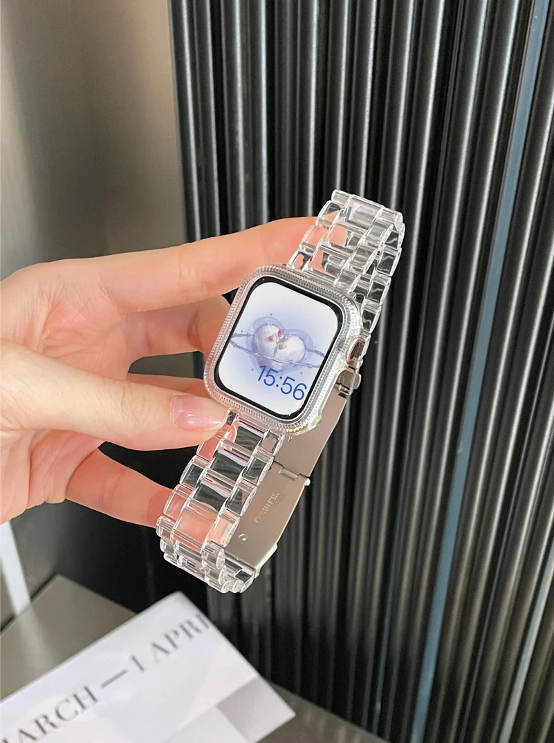Transparentes Armband für Apple Watch 44mm 45 46 49 38 40 41 42mm Buntes Armband für iWatch Series 12 11 10 9 8 7 6 5 4 SE – Detail 3