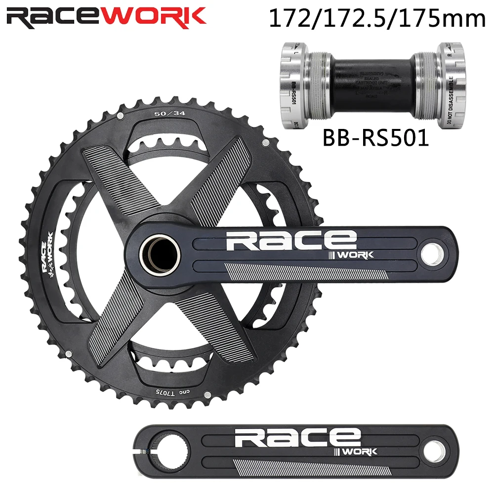 

RACEWORK Road Bike Crankset 10/11/12 Speed 170/172.5/175mm for GXP Double Chainwheel Crank 50-34T/52-36T/53-39T Bicycle Parts