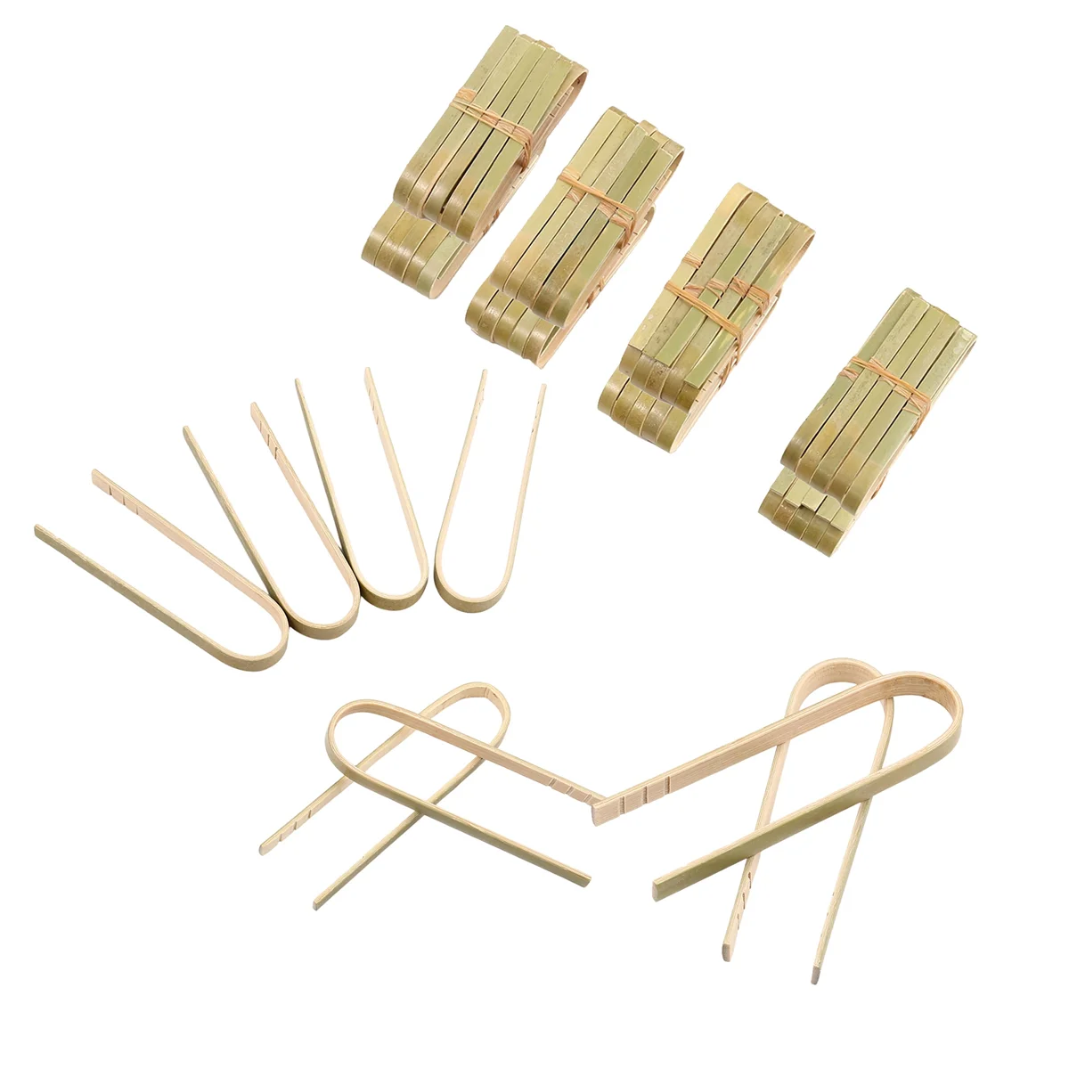 120er-Pack Mini-Bambuszangen, 10,2 cm große Einwegzangen, umweltfreundliche Mini-Einweg-Bambusutensilien, Toastzangen