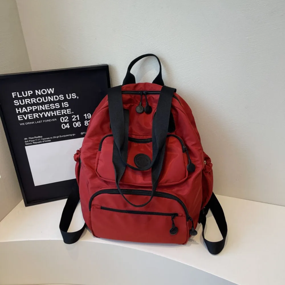 

Korean Style Sport Nylon Backpack Large Capacity Solid Color Travel Shoulder Bag Tote Bag Niche Design Fitness Bag Office Worker