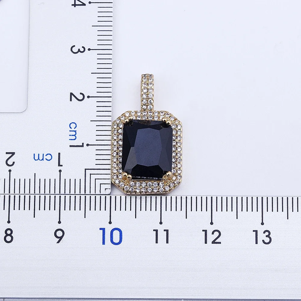 Nidin Top Quality Austrian Crystal Geometric Rectangle Pendant Necklaces For Women 5 Colors Stone Zircon Party Wedding Jewelry