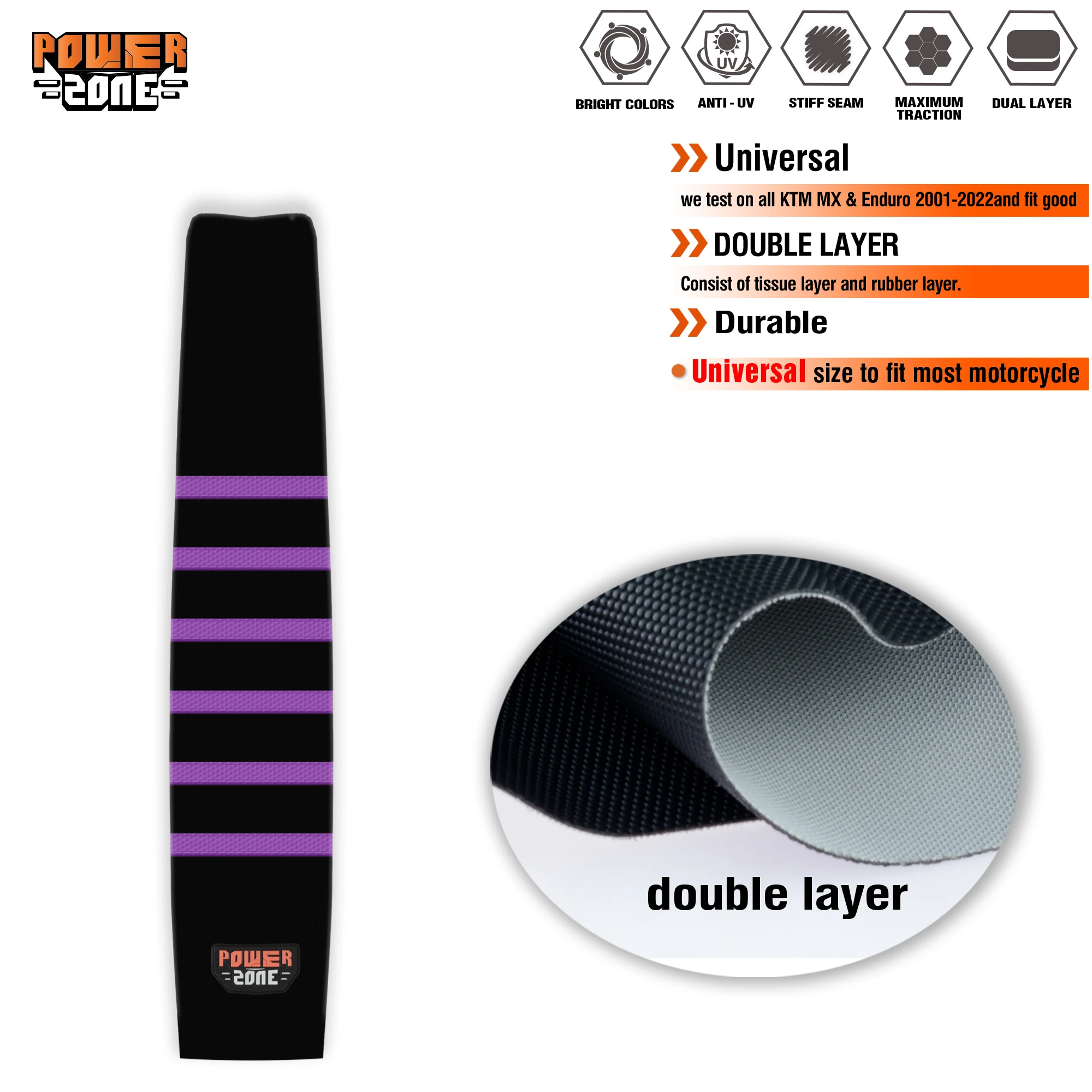 Powerzone العالمي مضلع غطاء مقعد لينة مقاوم للماء عدم الانزلاق مضلع غطاء مقعد دراجة نارية ل SXF EXC KXF CRF YZF WR TC TE #3