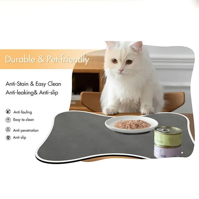 Dog Food Mat Waterproof Cat Litter Splash Proof Mat Dog Carpet Rug With Bone Shape For Food And Water Pet Supplies For Puppy