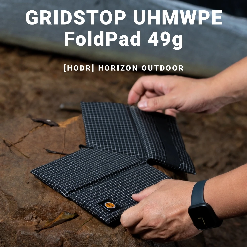 

[HODRGEAR] FoldPad – Ultralight 49g Foldable Camping Pad UHMWPE Gridstop Shell XPE Foam Smarter Shape for Sitting Kneeling