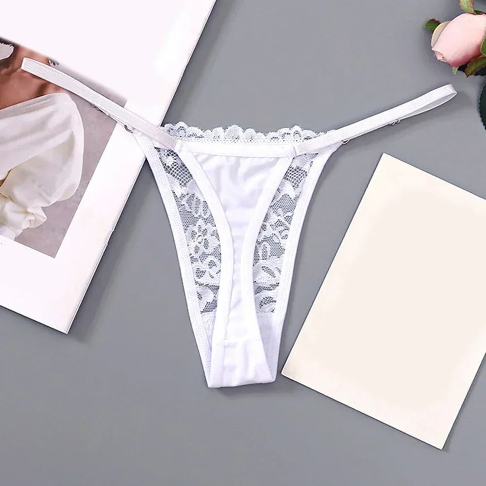 Ropa interior de tiro bajo azul para Hotel, ropa interior Sexy de encaje para mujer, bragas de Color sólido, ropa de dormir de Hotel, tela de poliéster