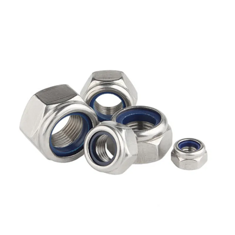 304 Stainless Steel Hex Locknut M2 M2.5 M3 M4 M5 M6 M8 M10 M12 M14 M16 -M20 DIN985 Hex Self Locking Nuts Nylon Insert Lock Nut