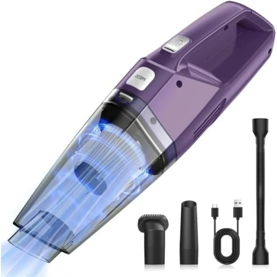 Handheld Vacuum Cordless for Car/Home 8KPA Suction, Lightweight Rechargeable, Low Noise, Black/Gray, Multi-Accessories for Dust