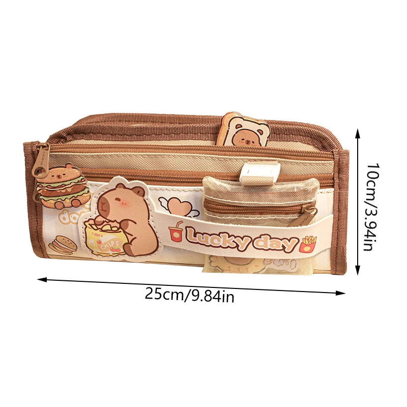 Capybara Multi-Layer Large Capacity Pencil Bag Cute Cartoon Pencil Case Stationery Organizer Storage Bag For Students Gift