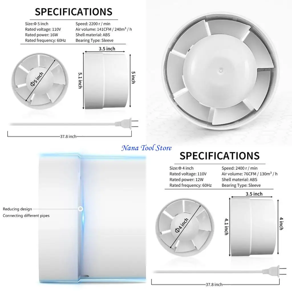 31GJ ABS Vent Fan Efficient Airflows Fan Compact Designs for Moisture & Odor Removal