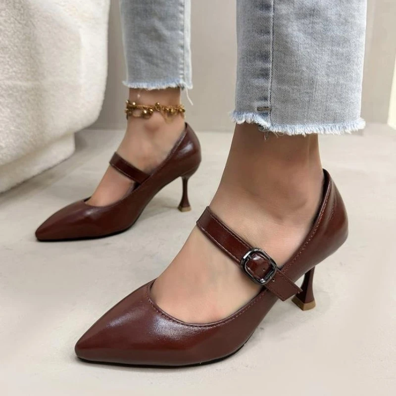 

Сексуальная обувь на высоком каблуке с острым носком, женские сандалии, новинка 2025 года, дизайнерские модельные туфли-лодочки для вечеринок, брендовая женская обувь, Zapatos Sandalias