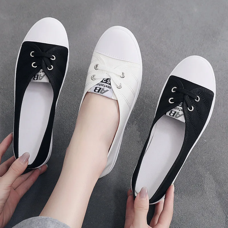 Internet Celebrity White Shoes Women Spring Pumps Summer Breathable Canvas Shoes Versatile Shoes Women Trendy Shoe