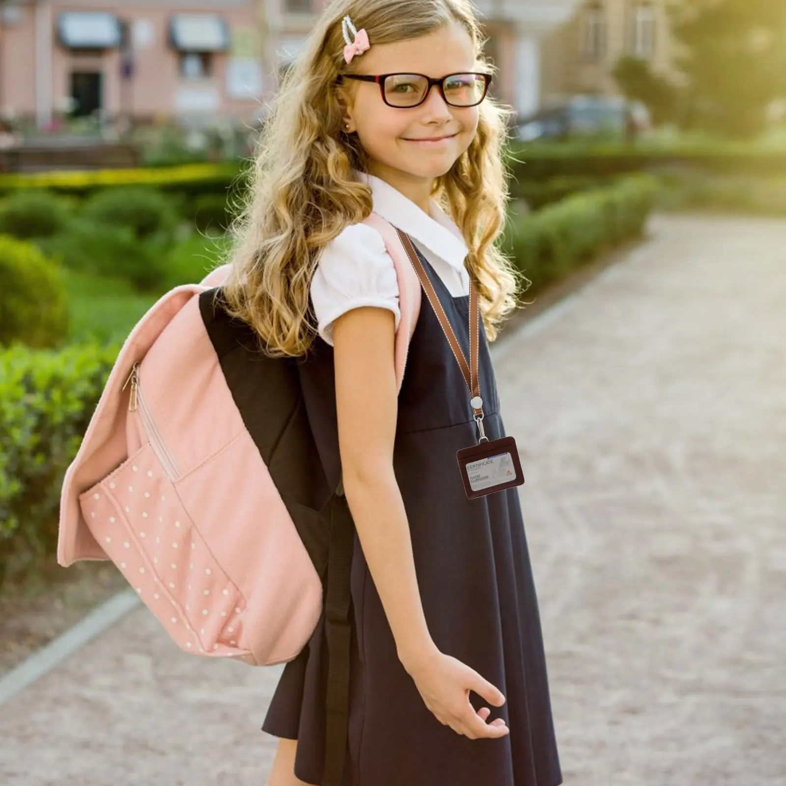 

Id Badge Holder Zinc Alloy Buckle Two-Slot Design For Employee Bus Cards Badge Holders With Lanyard Waterproof