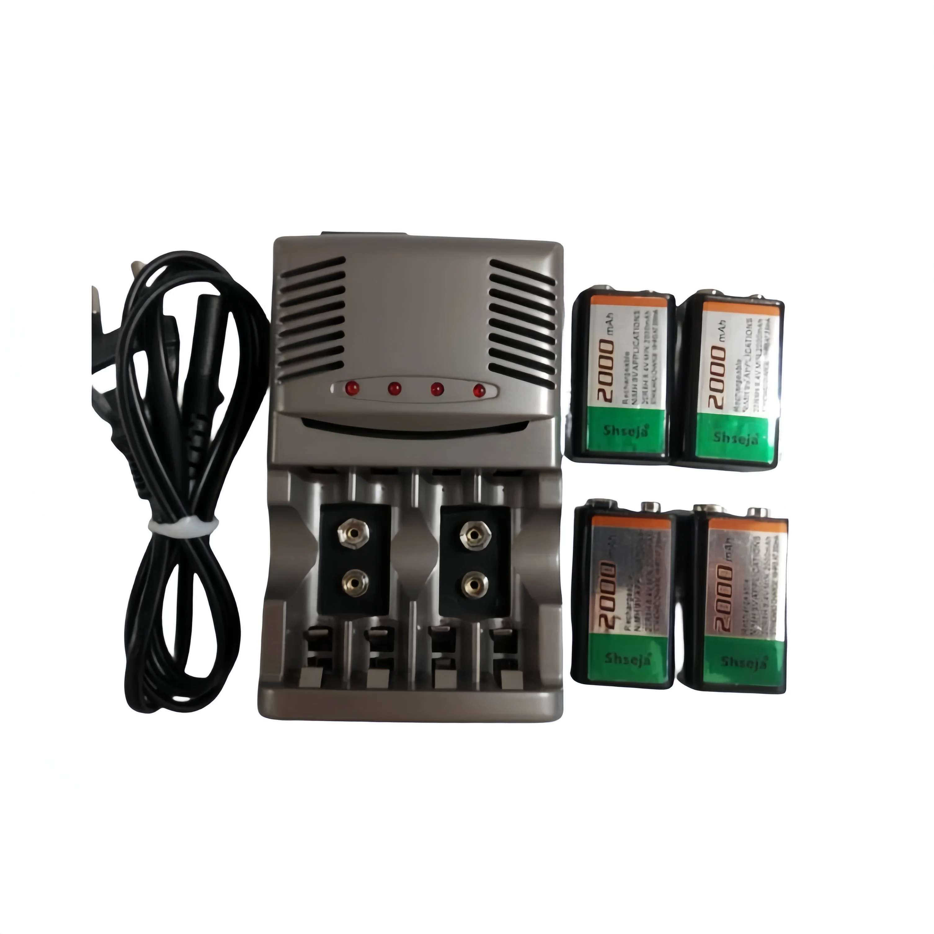 

High quality 4PCS 2000mah 9V NiMH rechargeable battery + 1pcs Universal 9v aa aaa battery charger