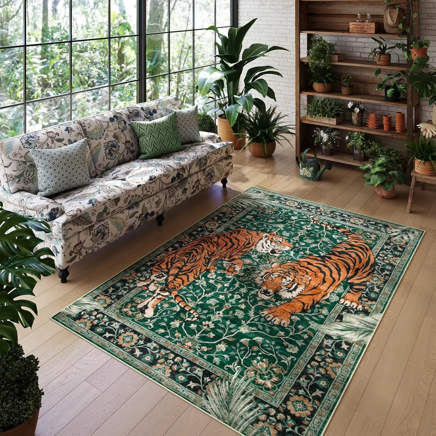 

Jungle Tiger Rug for Living Room Carpet Home Decoration Large Area Bedroom Plush Floor Mat Machine Washable Coffee Table Rugs 러그