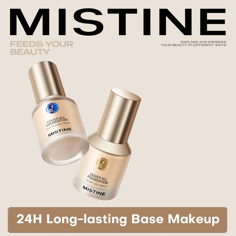 Mistine Golden Blue Silver White Oil Control long-lasting Liquid Foundation Base Makeup 30g 24 hour long-lasting Cosmetics