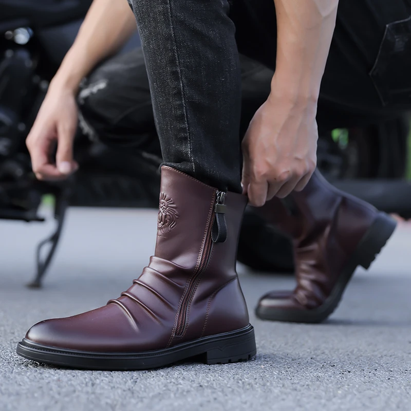 Men's Ankle Boots Motorcycle Riding Casual Unique Street Style Plus Size Versatile