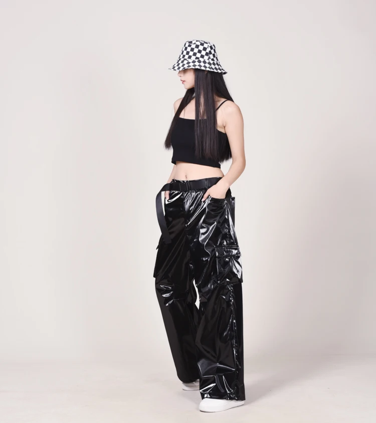 2025 Helle Silber Jazz Dance Hosen Erwachsene Street Dance Kostüm Kinder Hip Hop Mode Kleidung Kind Kpop Outft Schwarz Lose Hosen