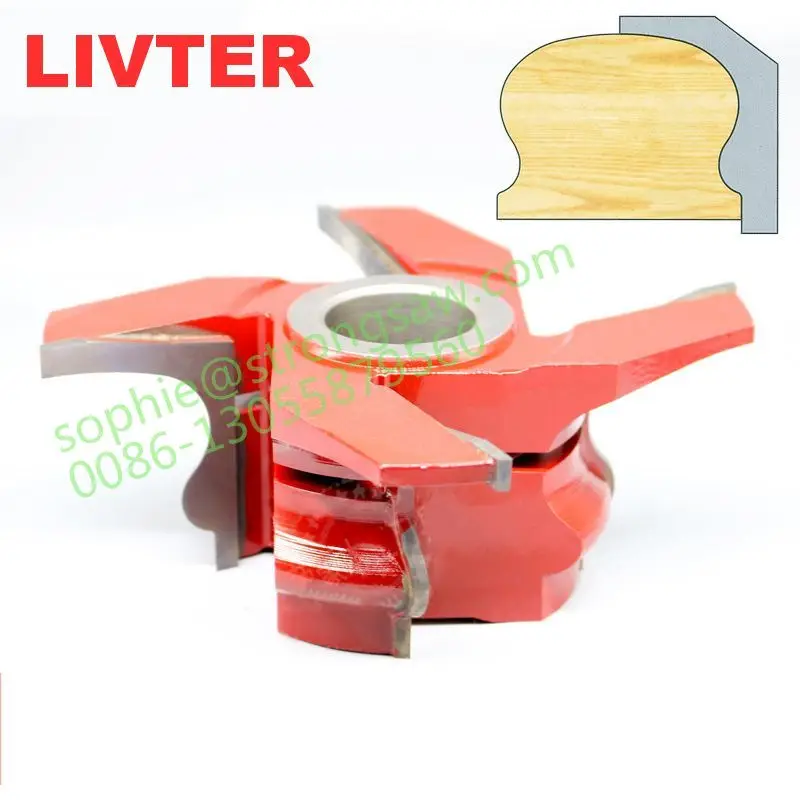 

LIVTER Carbide Wood Chipper Blades Tipped 4-Wing Stair Tread 9/16 R x 3-3/8 D x 1-1/2 CH x 1/2 & 3/4 Bore Shaper Cutter