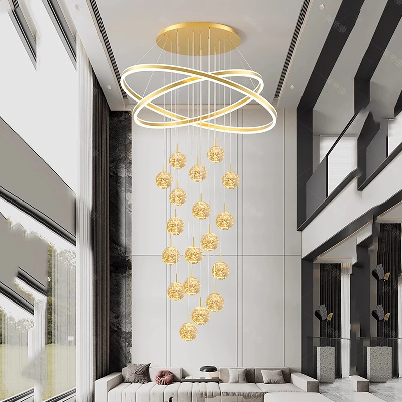 

2025 Modern stars twinkling Spherical LED Chandeliers lustre Interlocking circles Ceiling dimmable for living room