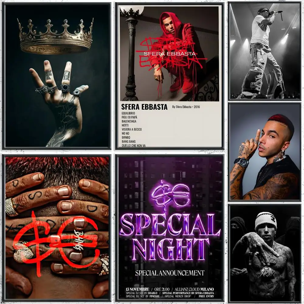 Trendy Rapper S-Sfera EbbastaS Poster HD Self-Adhesive No Residue After Removal Ideal for All Kinds of Wall Decor