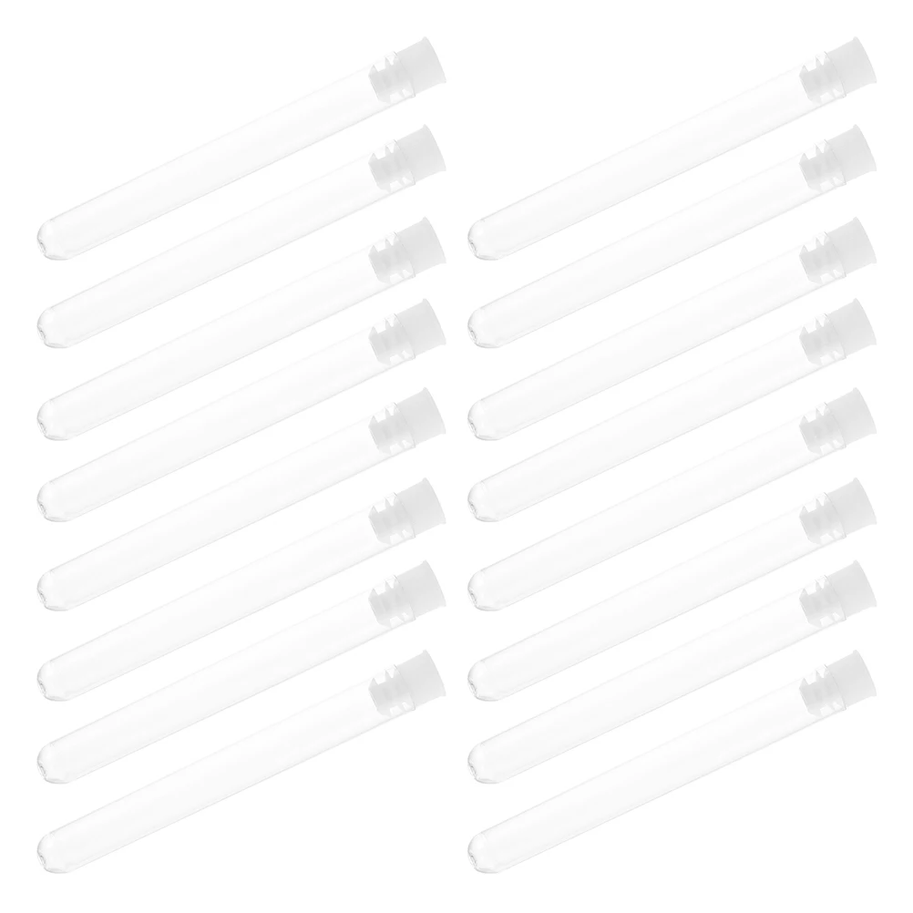 

50 Pcs Test Tubes Plastic Storage Small Caps Vials Clear Containers Tube Laboratory Test Tubes With Lids Use Craft