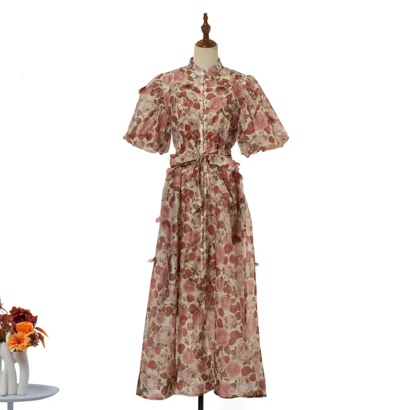 Court Sle imprimé fleuri bulle Sve Dr 5 couleurs taille haute tissu velours ow Design t-shirt fleur dimensionnelle Dr