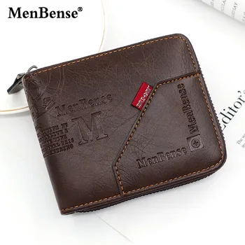 New Men Zipper Wallets Short Card Holder Vintage Male Wallet High Quality PU Leather Classic Coin Pocket Wallet For Boys