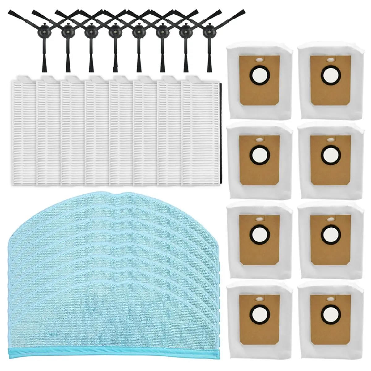 【Newest AT03】Compatible for Homerun Series 7000 XU7100/ 01 XU7100/ 02 Side Brush HEPA Filter Mop Dust Bag Accessories(32pcs)