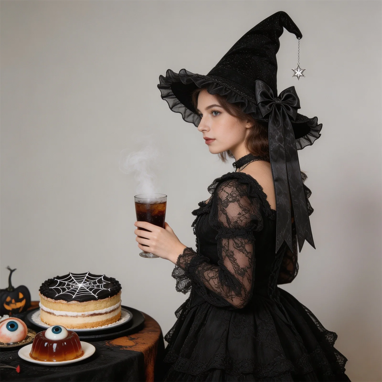 Halloween Witch Hat Wizard Hat Bowknot Pointed Party Hats Fancy Dress Accessory Headwear for Cosplay Party