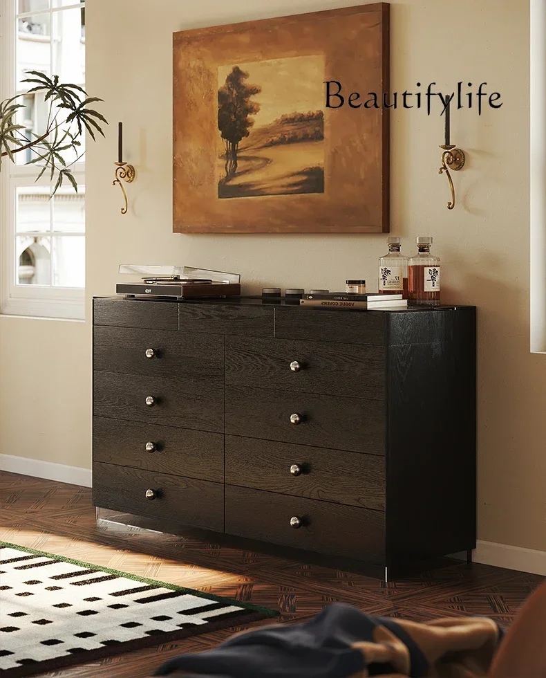 

French retro chest of drawers living room solid wood design storage cabinet bedroom senior home storage drawer cabinet