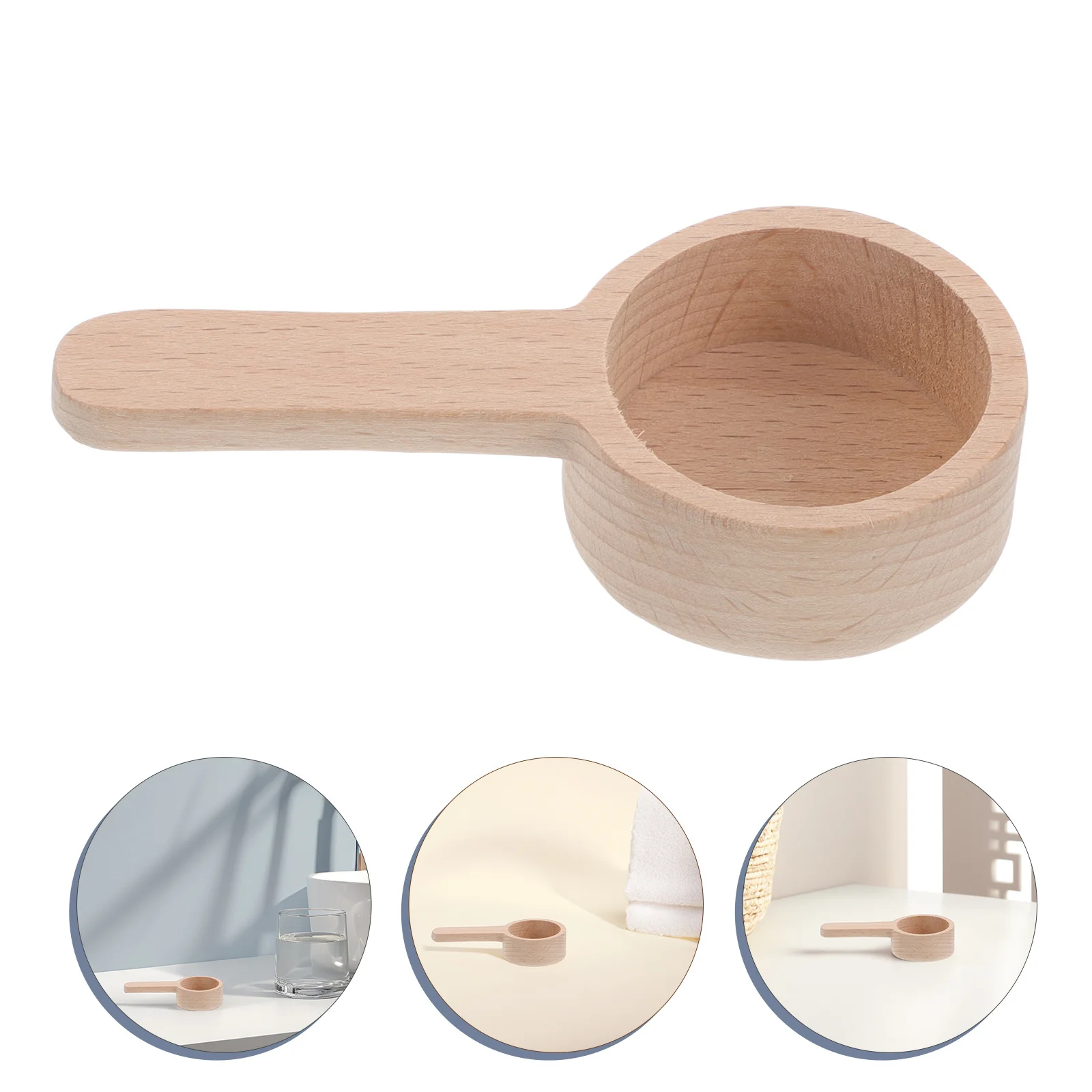 

Short Round Beech Wood Bath Salt Spoon Japanese Small Scoop for Coffee Tea Seasoning Kitchen Accessories Wood Scoop