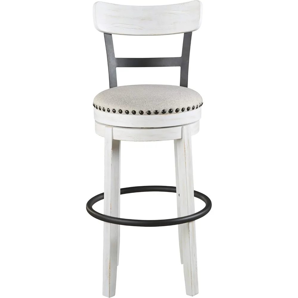 Valebeck 30" Modern Swivel Pub Height Barstool, Whitewash