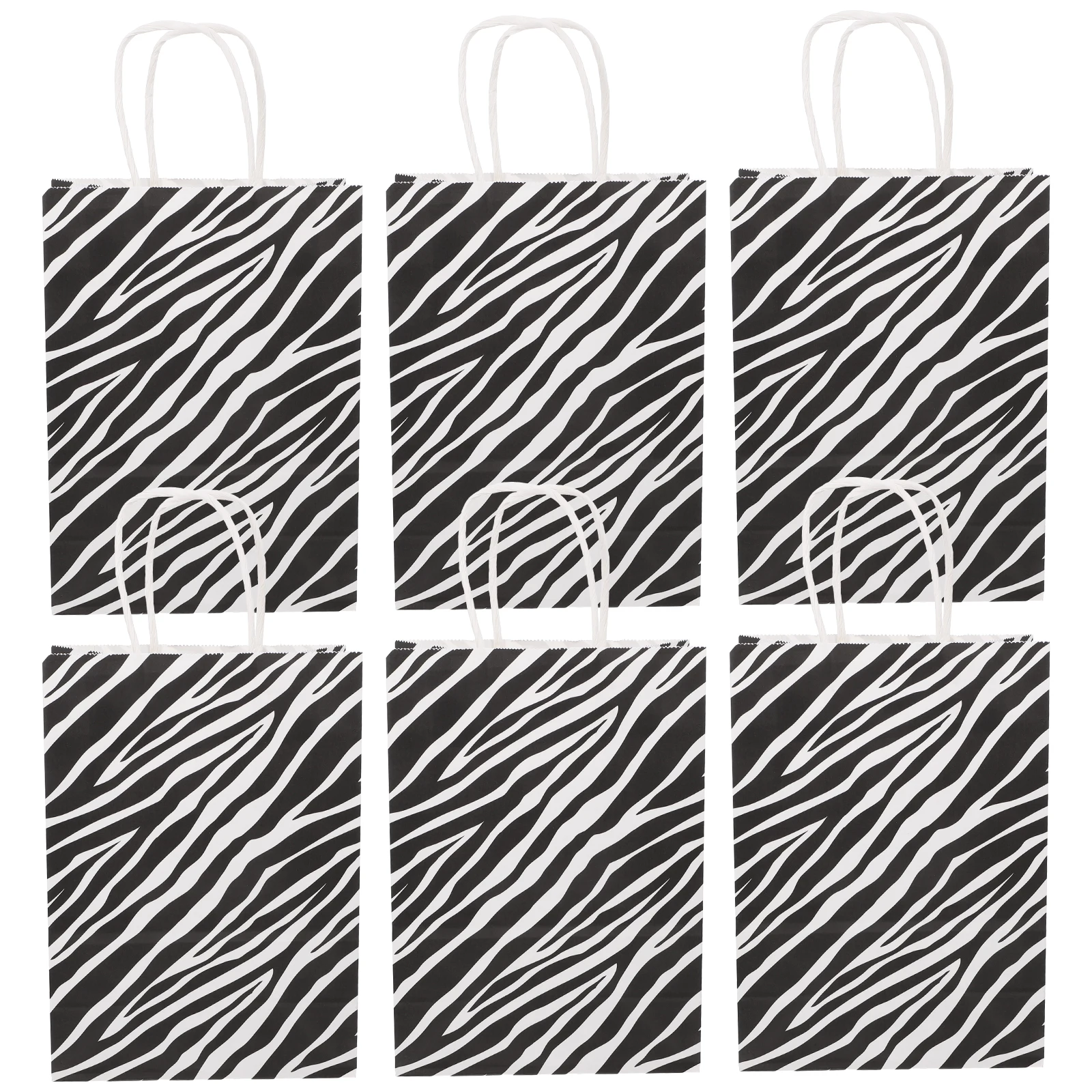 10 Pcs Zebra Pattern Gift Bags Paper Shopping Wrapping Presents Handles Foldable Storage Party Favor Small Size